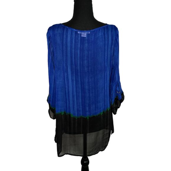 Liz Claiborne Blue and Black Sheer Blouse with Black Tank top, Medium, Pre-owned - Picture 2 of 7